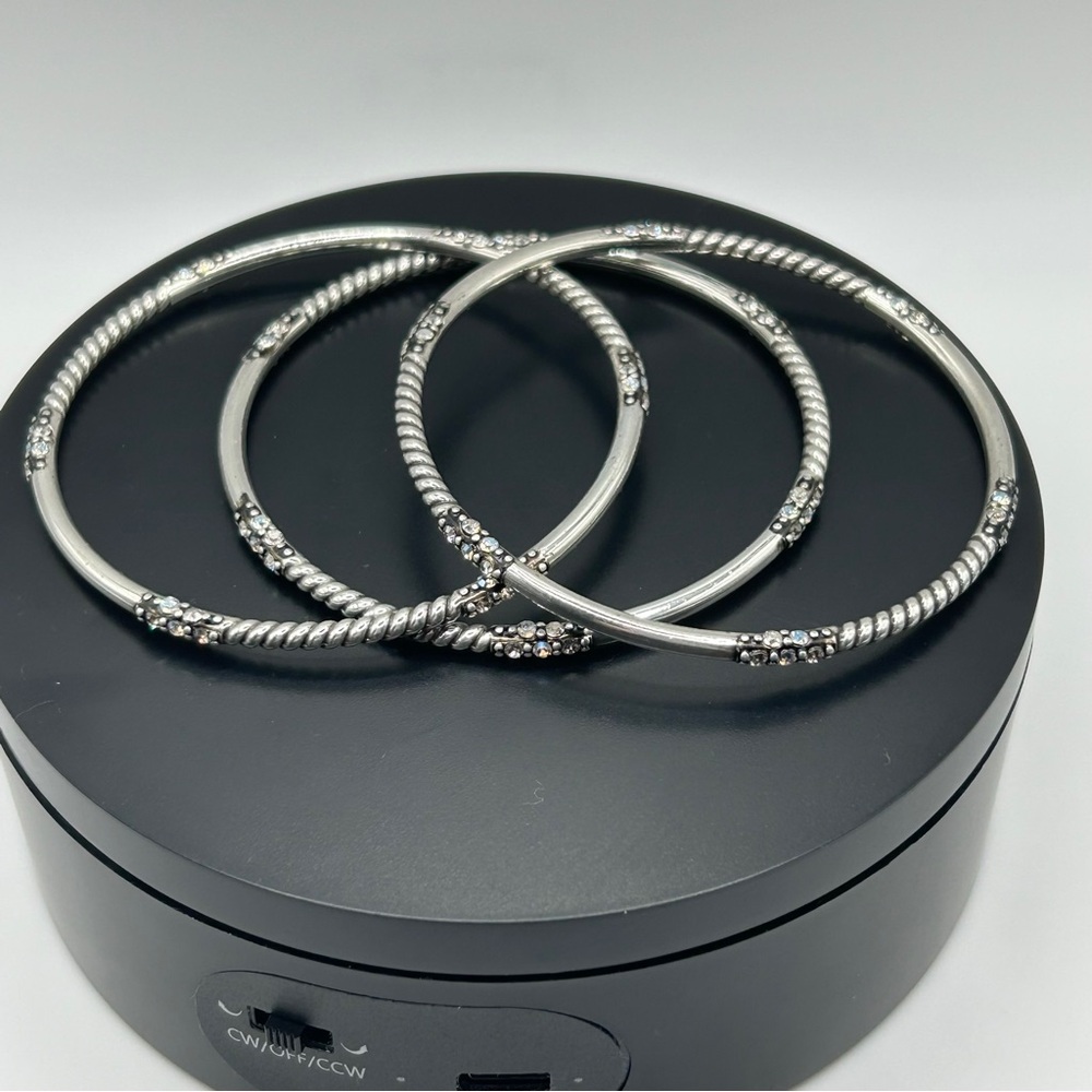 Brighton - Silver & Crystal Stackable Bracelet Se… - image 2